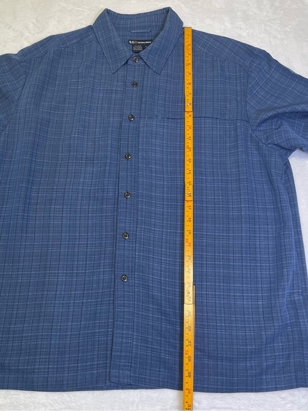 5.11 Tactical Men's XL Short-Sleeve Button-Up Shirt Blue Crosshatch Pattern - Picture 8 of 10